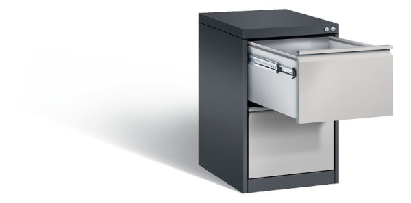 C+P hangarchiefkast Acurado, H733xB433xD590mm, kleur: zwart grijs/wit aluminium, handgreep, 12412-311 S10007