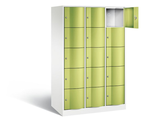 C+P XL lockerkast Resisto, H1950xB1148xD640mm, kleur: verkeerswit / virid green, 8570-373 S10176