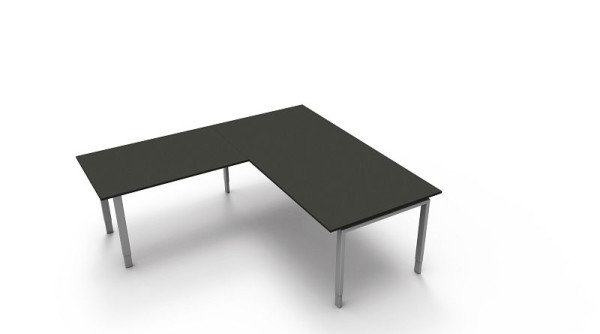 Kerkmann bureau extra groot / vergadertafel B 2000 x D 1000 x H 680-820 mm met aanschuiftafel, vorm 5, kleur: antraciet, 11417913