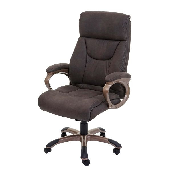 Mendler Dallas bureaustoel, bureaustoel, draaistoel, directiestoel, suede look, donkergrijs, 74513