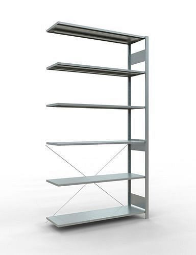 Schulte legbordstelling, aanbouwpaneel, 6 opbergniveaus, kruisschoor, vakbelasting 150 kg, 1306 x 436 x 2500 mm, 278714