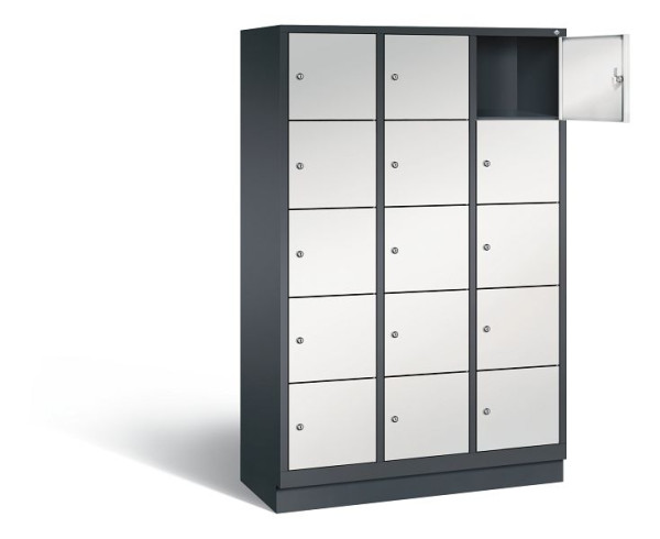 C+P lockerkast Evolo, H1800xB1200xD500mm, kleur: zwartgrijs/lichtgrijs, 48020-325 S10124