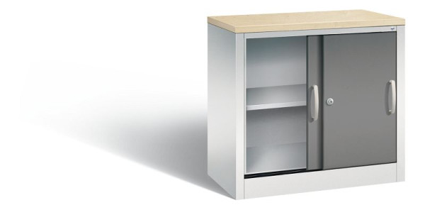 C+P dressoir met schuifdeuren Acurado, H720xB800xD400mm, kleur: lichtgrijs / vulkaangrijs, beugelgreep, 2 niveaus, 5722-00 S10461