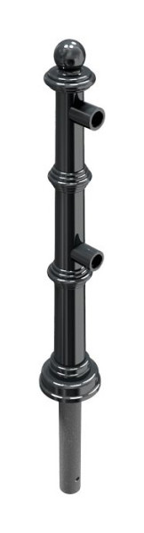 Schake aluminium stijl tuinpaal serie 495.01B, eindpaal voor boven- en knierail, 495_11B