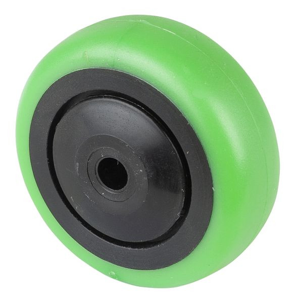 BS wheels rubberen wiel, zwarte velg, groen loopvlak, kogellager, wieldiameter 75 mm, 8 stuks, A85.076.F004