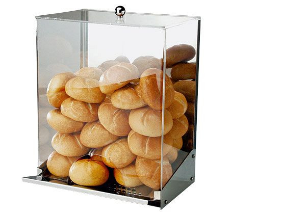 APS-roldispenser -Inox-, 32,5 x 27,5 cm, hoogte: 56 cm, inclusief deksel, voor ca. 65-70 rollen, RVS/acryl, 11573