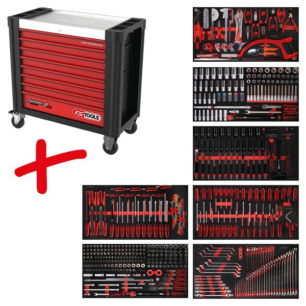 KS Tools PERFORMANCEplus werkplaatswagenset P25, met 510 gereedschappen en 7 laden, 825.7510