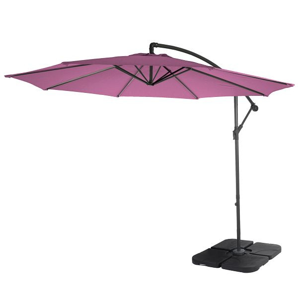 Mendler Acerra verkeerslichtparaplu, zonnescherm, Ø 3m kantelbaar, polyester/staal 11kg, lavendelrood met standaard, 76497+31831