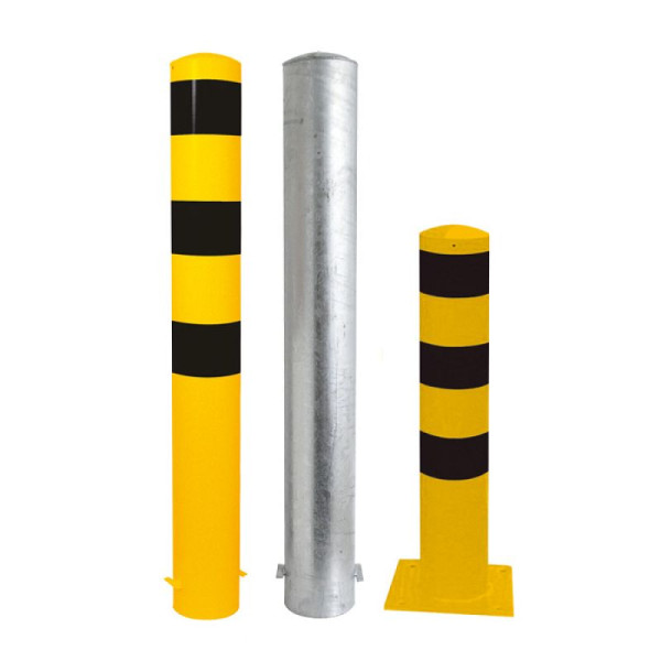 Stein HGS HGS stalen buispaal/stambeveiligingspaal -Bollard-, 1500 mm, voor inzetting in beton, zonder verf, 2 ogen, met schroefbare stalen kap, 15743-202