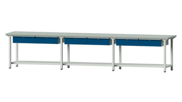 ANKE werkbanken werktafel, model 105, 4050 x 700 x 840 mm, RAL 7035/5010, ZBP 40 mm, 400.528