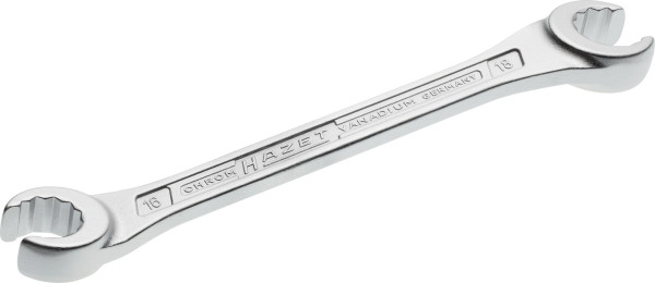 Hazet dubbele ringsleutel, open, buiten dubbel zeskant profiel, 16 x 18 mm, 612-16X18