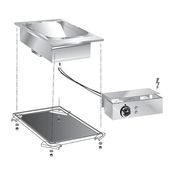 Gastro-Inox drop-in frietenwarmer, 40cm met aansluitdoos, 160.548