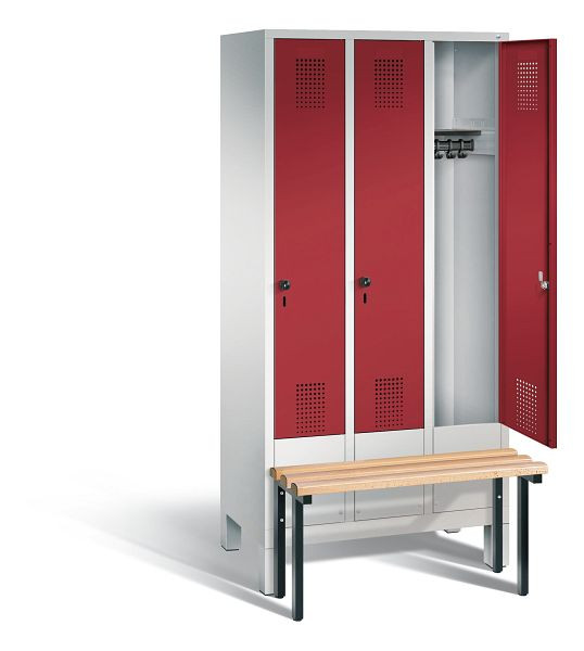C+P Evolo garderobe, H1850xW900xD815mm, kleur: lichtgrijs/robijnrood, 48030-30 S10019