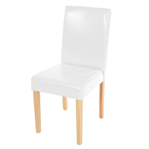 Mendler eetkamerstoel Littau, keukenstoel, leer, wit, lichte poten, 74392