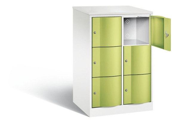 C+P XL lockerkast Resisto, H1255xB772xD640mm, kleur: verkeerswit / virid green, 8573-273 S10146