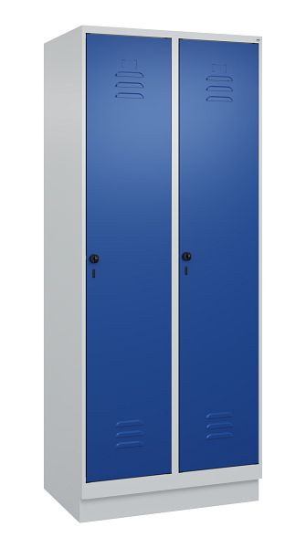 C+P Umkleidespind Classic PLUS, Sockel, 2 Abteile, 1950x800x500mm, 7035/5010, Drehriegel, 080020-22 S10003