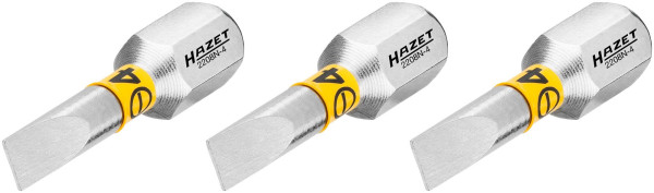 Hazet bit, massief zeskant 6,3 (1/4 inch), sleufprofiel, 0,5 x 4 mm, aantal gereedschappen: 3, 2208N-4/3