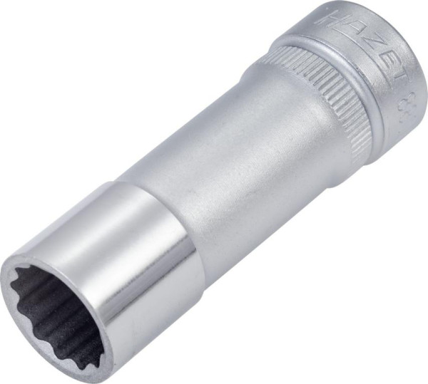 Hazet dop, bi-hex, hol vierkant 10 mm (3/8"), 12 mm, lang type met karteling, 880TZ-12