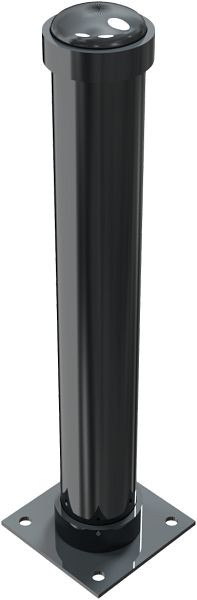 Schake-stijl bolder stalen buis Ø 108 mm, hoogte boven de grond 750 mm, totale lengte ca. 1100 mm, stationair, voor plugbevestiging, 4971PB