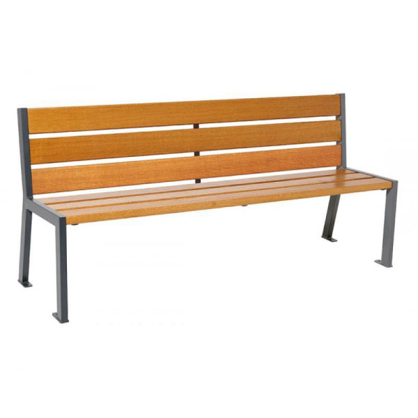 Stone HGS bank -Natuur- met rugleuning, 3-zits/1800 mm, zonder armleuningen/licht eikenhout, cortenstaal look, 21918-10
