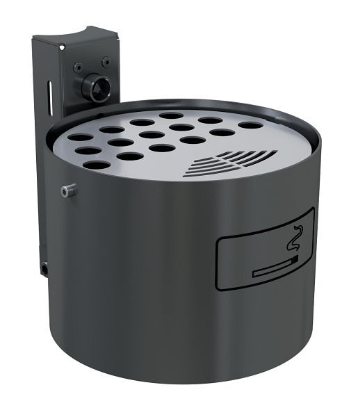 Schake ronde asbak voor wand- en paalbevestiging, thermisch verzinkt en gecoat DB 703, zonder paal, 4066B