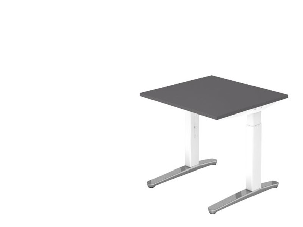Hammerbacher bureau C-poot 80x80cm grafiet/wit/gepolijst aluminium, VXB08/G/WC