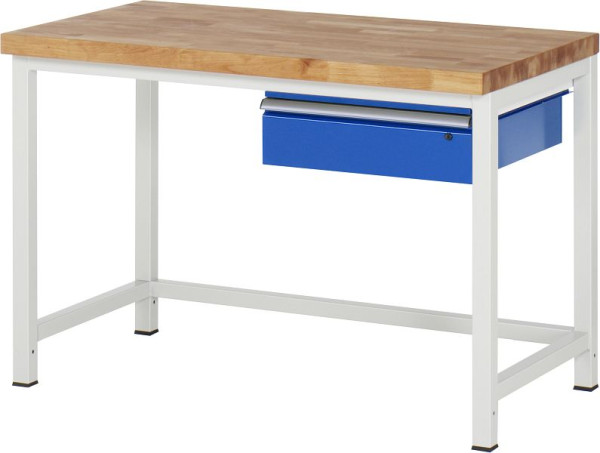 RAU werkbank serie 8000 - frameconstructie (gelast frame), 1 x lade, 1250x840x700 mm, 03-8001A1-127B4S.11