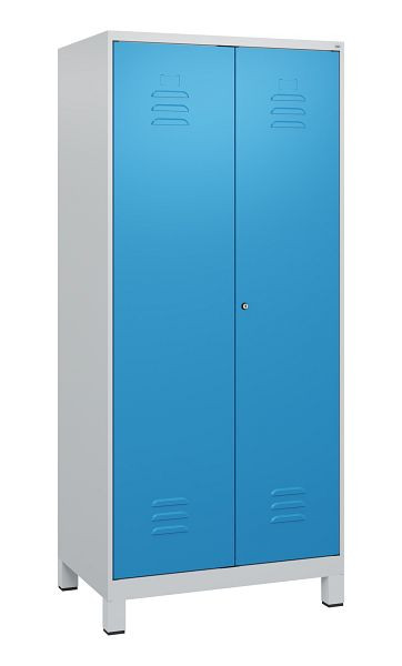 C+P luierkluis Classic PLUS, dubbele locker, voeten, 2 vakken, 1800x800x500mm, 7035/5012, cilinderslot, 0800127-22P S10019
