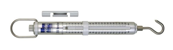 PESOLA spannings-/krachtmeter / veerbalans 200N, verdeling 2N, macrolijn, blauw, met haak, 80196