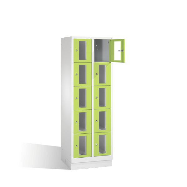 C+P lockerkast Classic, H1800xB610xD500mm, kleur: lichtgrijs / virid groen, 8020A205 S10007