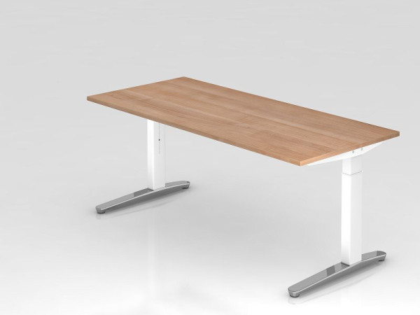 Hammerbacher bureau C-poot 180x80cm walnoot/wit, gepolijst, rechthoekige vorm, VXB19/N/WC
