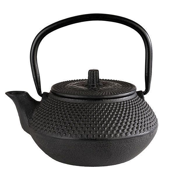APS theepot -ASIA-, 12,5 x 11 cm, hoogte: 12,5 cm, gietijzer, binnenkant geëmailleerd, 0,3 liter, zwart, met afneembaar deksel, 10990