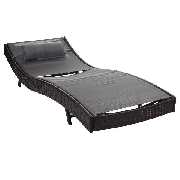 Mendler ligstoel Savannah, relaxligstoel, tuinligstoel, polyrotan, bruin gevlekt, grijze hoes, 53156
