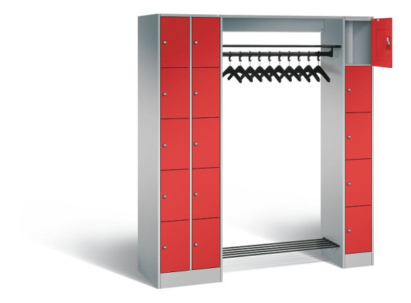 C+P open garderobe serie 8070, H1950xW2100xD480mm, kleur: wit aluminium / robijnrood, 80730-00 S10340