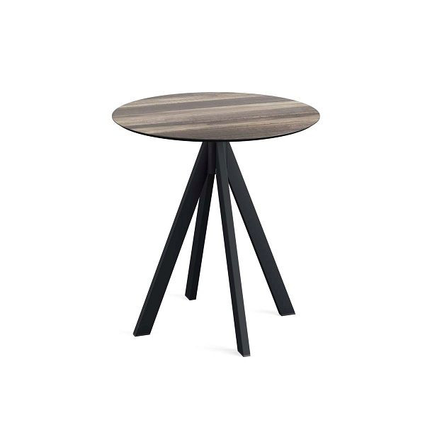 VEBA Infinity terrastafel zwart frame + Tropisch hout HPL Ø70 cm, 120011270