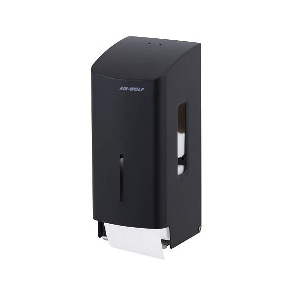 Air Wolf toiletpapierdispenser voor 2 huishoudrollen, Alpha-serie, H x B x D: 277 x 119 x 130 mm, matzwart roestvrij staal, 60-100