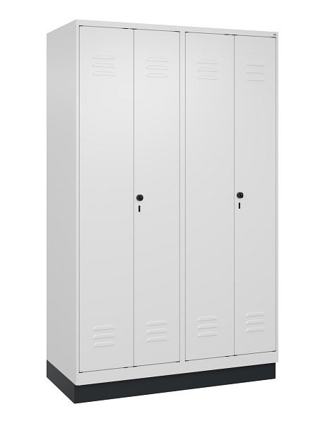 C+P Umkleidespind Classic PLUS SW, Sockel, 4 Abteile, 1950x1200x500mm, 9016/9016, Drehriegel, 080022-40 S10014