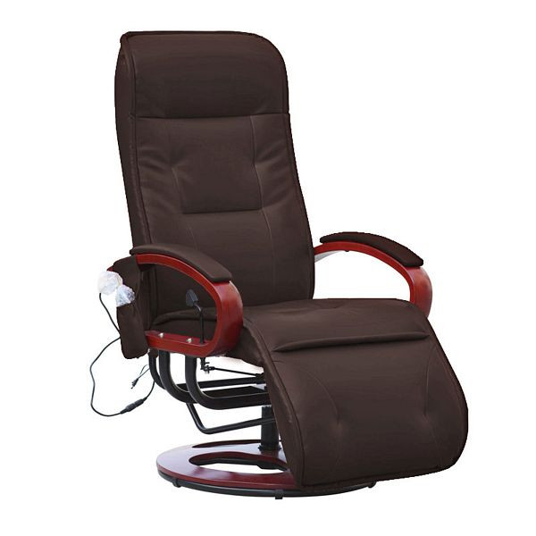 Mendler relaxligstoel ARLES II, relaxstoel MET massage, massagestoel, imitatieleer, koffie, 17097