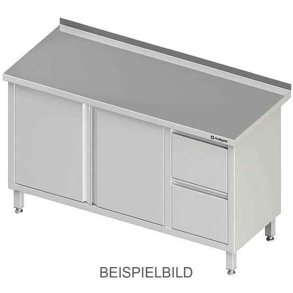 Stalgast werkkast met vleugeldeuren 2000x700x850mm, met 2 ladeblok links, met opstaande rand, gelast, VAS20703LA