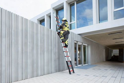 Krause telescoopladder Rescue Line, aluminium, 13 sporten, rood, 305103