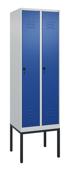 C+P luierkluis Classic PLUS met middenwand, frame, 2 vakken, 2120x600x500mm, 7035/5010, veiligheidsdraaigrendel, 0800307-20F S10003
