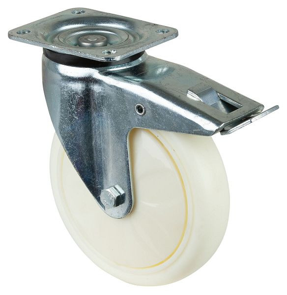 BS Rolls Zwaarlastwiel met rem, breedte 50 mm, Ø200 mm, tot 750 kg, loopvlak/wiellichaam kunststof, kogellagers, bolvormig, L620.B15.202