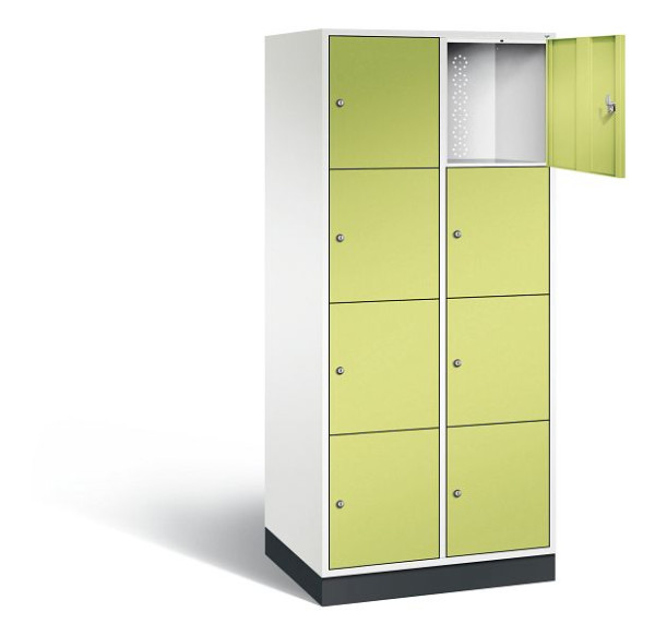C+P XL lockerkast Intro, H1950xW820xD590mm, kleur: verkeerswit / virid green, 8470-203 S10072