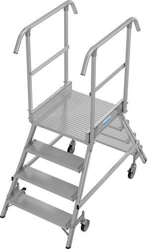 Krause platformladder van aluminium, verrijdbaar, 2 x 4 treden, aan beide zijden beklimbaar, conform EN 131-7, 312171