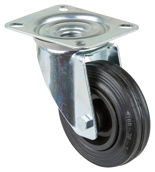 BS-rollen transportrol, wielbreedte 30 mm, wiel-Ø 100 mm, draagvermogen 70 kg, zwart rubber, rollager, plaat, VE = 4 stuks, L400.B45.100