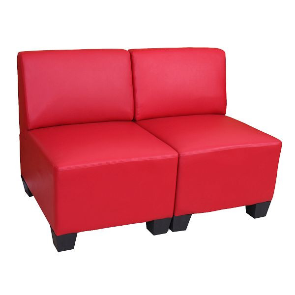 Mendler Modular 2-zits bank Couch Lyon, kunstleer, rood, zonder armleuningen, 2x21691