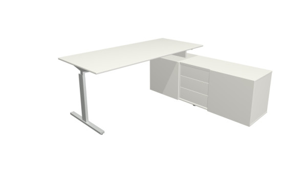 Kerkmann complete werkplek Form 2, bureau 180 x 80 cm x 74 cm, dressoir 160 x 50 x 58 cm, wit, 11026210
