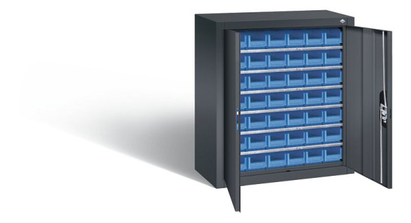 C+P tijdschriftenkast serie 13, H830xB700xD300mm, kleur: zwart-grijs, verzonken handgreep, 134013-21 S10048