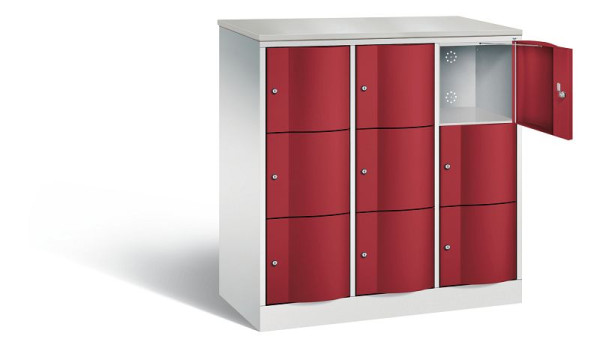 C+P lockerkast Resisto, H1255xB1148xD540mm, kleur: lichtgrijs/robijnrood, 8573-372 S10678