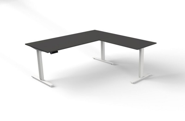 Kerkmann zit-statafel B 1800 x D 800 mm met aanbouwelement, elektrisch in hoogte verstelbaar van 720-1200 mm, Move 3, kleur: antraciet, 10382213